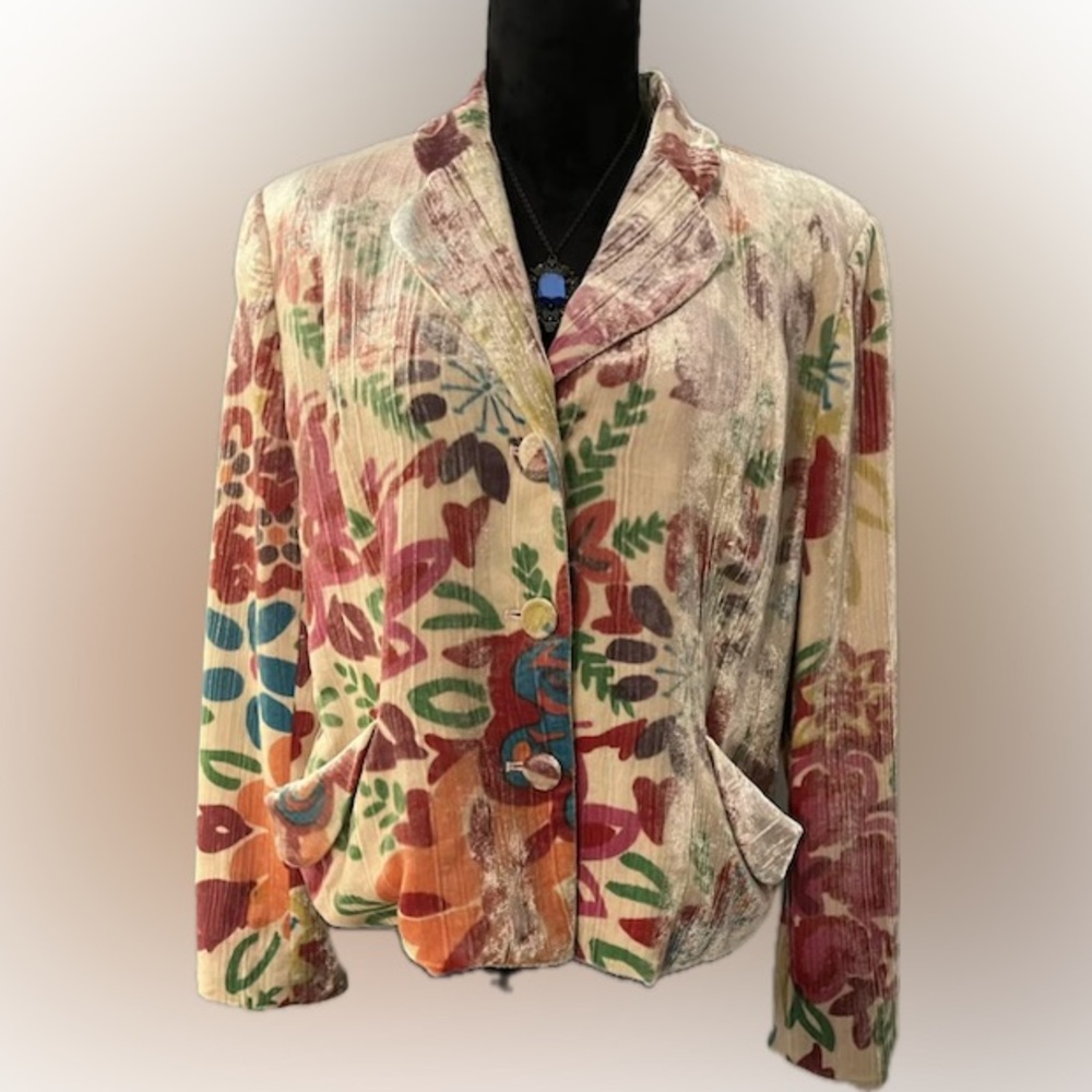 Vintage ALBERTO MAKALI Silk Blend Velvet Blouse Blazer